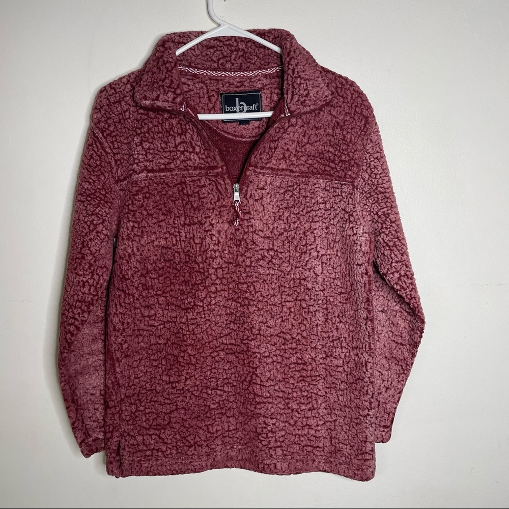 Boxercraft Fall Half-Zip Pullover Sweater, Burgundy Hoodie, Size Small